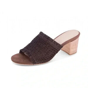 Chocolat Blu Beeks Brown Raffia Heeled Slide